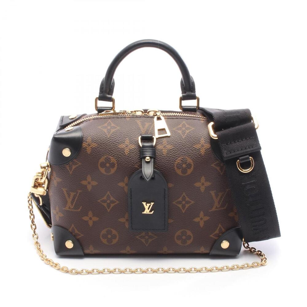 Louis Vuitton Malle Souple Monogram Handbag Canvas Leather Brown Black